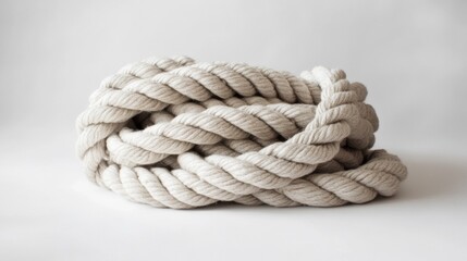 Thick, sturdy rope made from cotton, shown against a plain white backdrop.