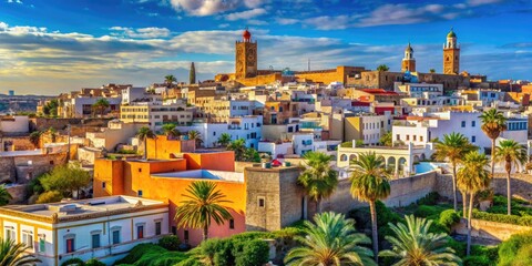 Fototapeta premium Vivid cityscape of Morocco's capital showcasing architectural beauty and vibrant urban life