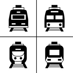 Train icon illustration collection. Black and white design icon for business. Stock vector.