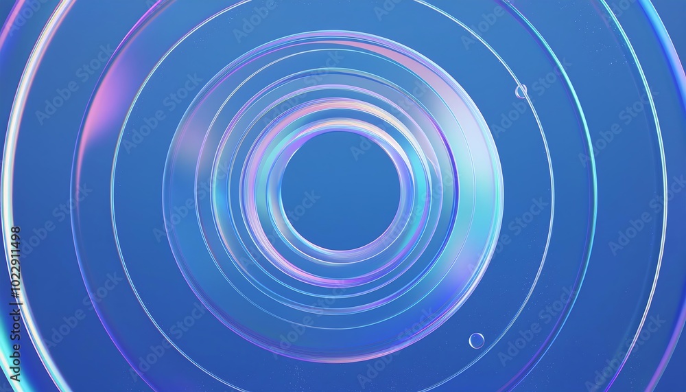 Poster a sleek, abstract design featuring concentric circles in various shades of blue, creating a dynamic,