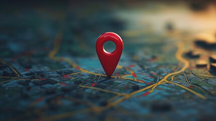 Location pin on map, urban area, detailed streets