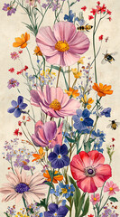 Beautiful Wallpaper with a Bee Design, Ideal Bees Poster or Graphic Resource for Creative Project, Ai Generative