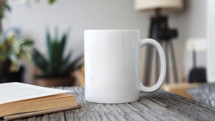 Blank White Coffee Mug On Wooden Table