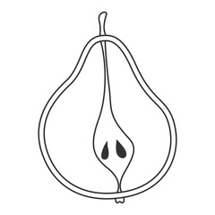 Contour illustration of a half pear. Simple pear silhouette food icon