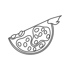 Pomegranate quarter icon in minimal outline style, perfect for health and fruit related designs