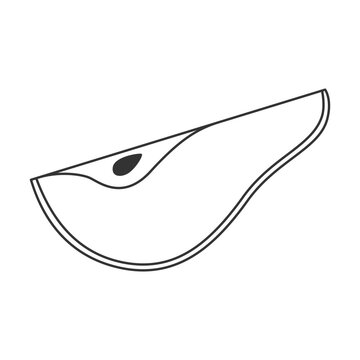 recommend clip art: Simple contour pear icon in outline styles. Slice pear fruit silhouette