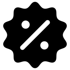 Discount Icon, Black And White Glyph Icon Symbol
