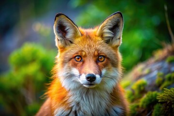 Obraz premium Majestic Red Fox in Natural Habitat, Capturing the Essence of Wildlife in a Serene Environment