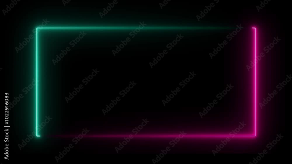 Poster neon abstract rectangle shape line animation. 4k video.