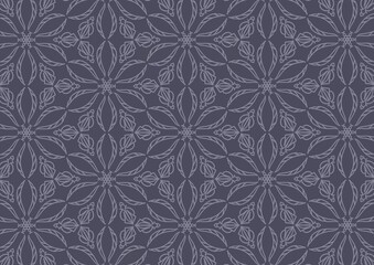 Fototapeta premium Floral Line Kaleidoscope Background Seamless Pattern Texture