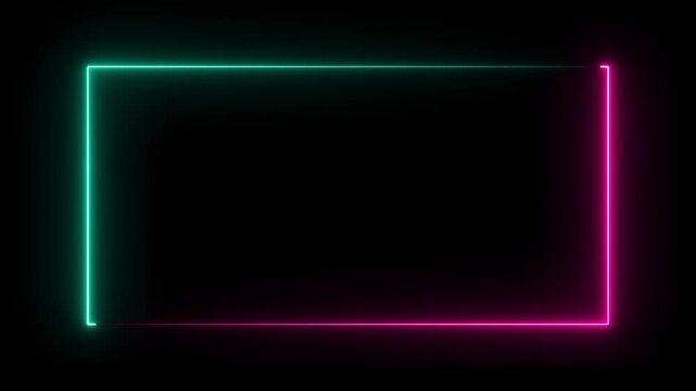 Neon abstract rectangle shape line animation. 4k video.