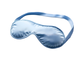 Soft blue sleep mask on a white background, highlighting comfort and relaxation.