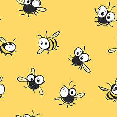 Beautiful Wallpaper with a Bee Design, Ideal Bees Poster or Graphic Resource for Creative Project, Ai Generative