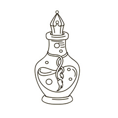 Hand drawn potion in a glass bottle