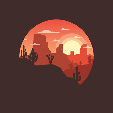 simple landscape flat illustration silhouette