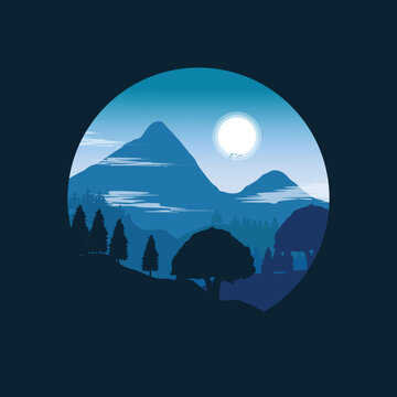 simple landscape flat illustration silhouette