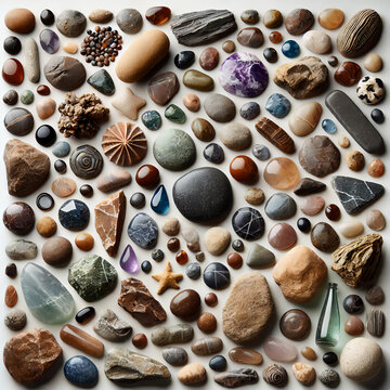 natural stones displayed on a white background