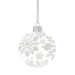 Christmas silver ball made of snowflakes. isolated on white background