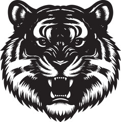 tiger head vector. Isolated predator illustration, Mascot silhouette of wild animal,
