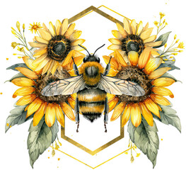 Beautiful Bee Watercolor Clipart, Bees Colored Design for Your Corporate and Business Graphic Resource or Creative Project, Ai Generative