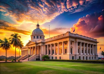 Naklejka premium Majestic view of the historic capitol building in Sri Lanka showcasing its architectural beauty