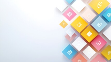 A professional advertising poster layout showcasing a blend of digital and printed elements, including a collage of hashtags and trending topics arranged in a striking geometric pattern. The