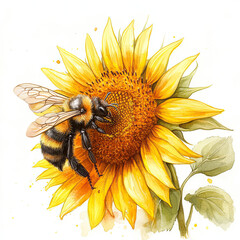 Beautiful Bee Watercolor Clipart, Bees Colored Design for Your Corporate and Business Graphic Resource or Creative Project, Ai Generative