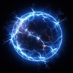 Lightning thunderstorm circle night.