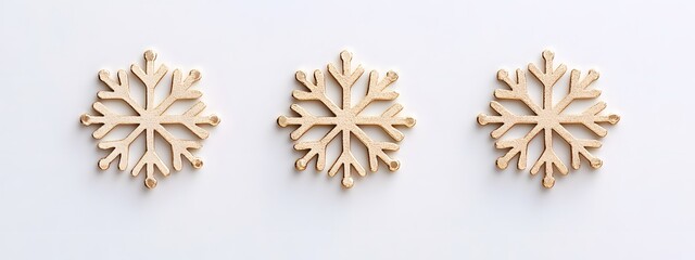 Golden snowflake ornaments on a white background