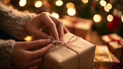 A gesture of warmth, person presenting beautifully wrapped gift box 