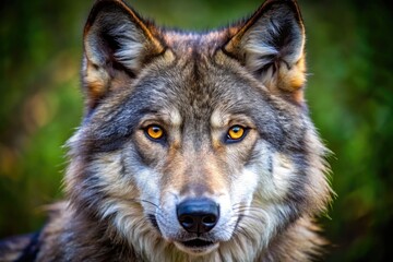 Fototapeta premium Majestic Wolf Face Close-Up Capturing the Intensity and Beauty of Nature's Wild Creatures