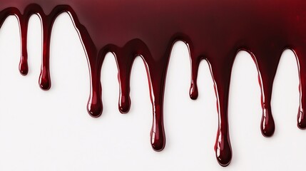 Rich red liquid spilling down, resembling a vibrant sauce or syrup. Isolated on a clean white background for a striking visual impact.