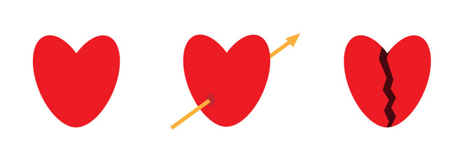 three hearts on a white background