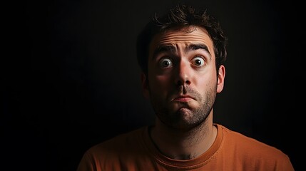 Fototapeta premium Man with Surprised Expression. 3D Character Illustration on pure background