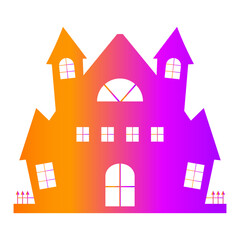 Halloween Haunted House Silhouette with Gradient Color Design. Vector Illustration.