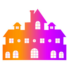 Fototapeta premium Halloween Haunted House Silhouette with Gradient Color Design. Vector Illustration.