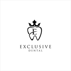 exclusive dental care logo, clinic implant for dentistry vector. luxury  royal crown dental design vector template