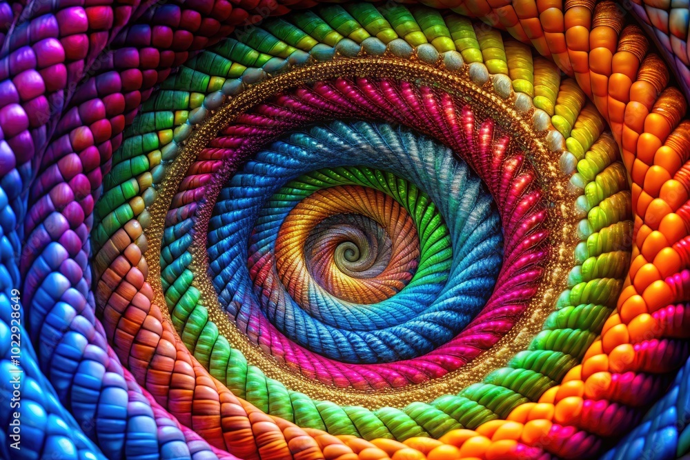 Poster mesmerizing spiral pattern creating a hypnotic effect with vibrant colors and dynamic shapes