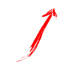 Hand drawn upwards red arrow