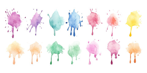 Naklejka premium Set of multi-colored watercolors on a white background.