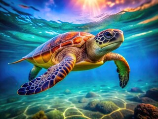 Fototapeta premium Minimalist Sea Turtle Icon Design for Environmental Awareness and Ocean Conservation Projects