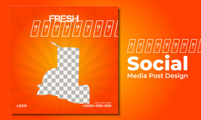 orange juice social media post design template