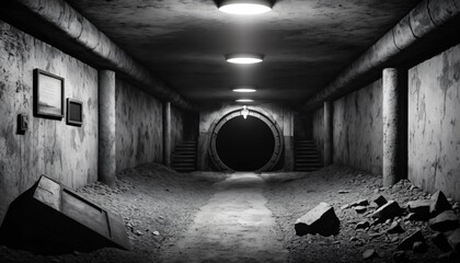 Empty undeground bunker shelter Beneath the Surface, Inside an Underground Bunker