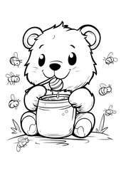 Beautiful Bee Coloring Page, Bees Colouring Design for Your Corporate Books and Business Graphic Resource or Creative Project, Ai Generative