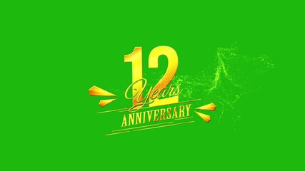 Anniversary Logo, Green Screen 12 Years Anniversary, 12th Years Anniversary, Golden 12 Year Anniversary Text Animation, 19th Wedding, Celebrate 12 Years Anniversary, 12th Wedding Anniversary