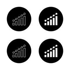 Increase bar chart icon on black circle. Statistic sign symbol