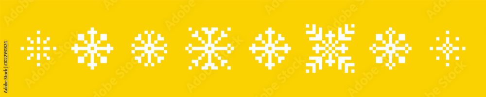 Aufkleber geometric snowflakes pixel icons set. abstract winter game elements. christmas pattern. mood of 90's