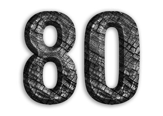 80, number shape with charcoal motif design.