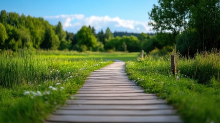 Serene Pathway Through Lush Green Landscape