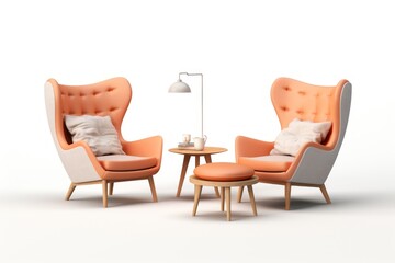 Fototapeta premium Furniture armchair table white background.